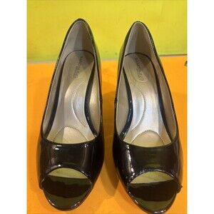 Bandolino Mylah Womenʼs Peep Toe Pump Platform High Heel Shoes Glossy Black Sz 8